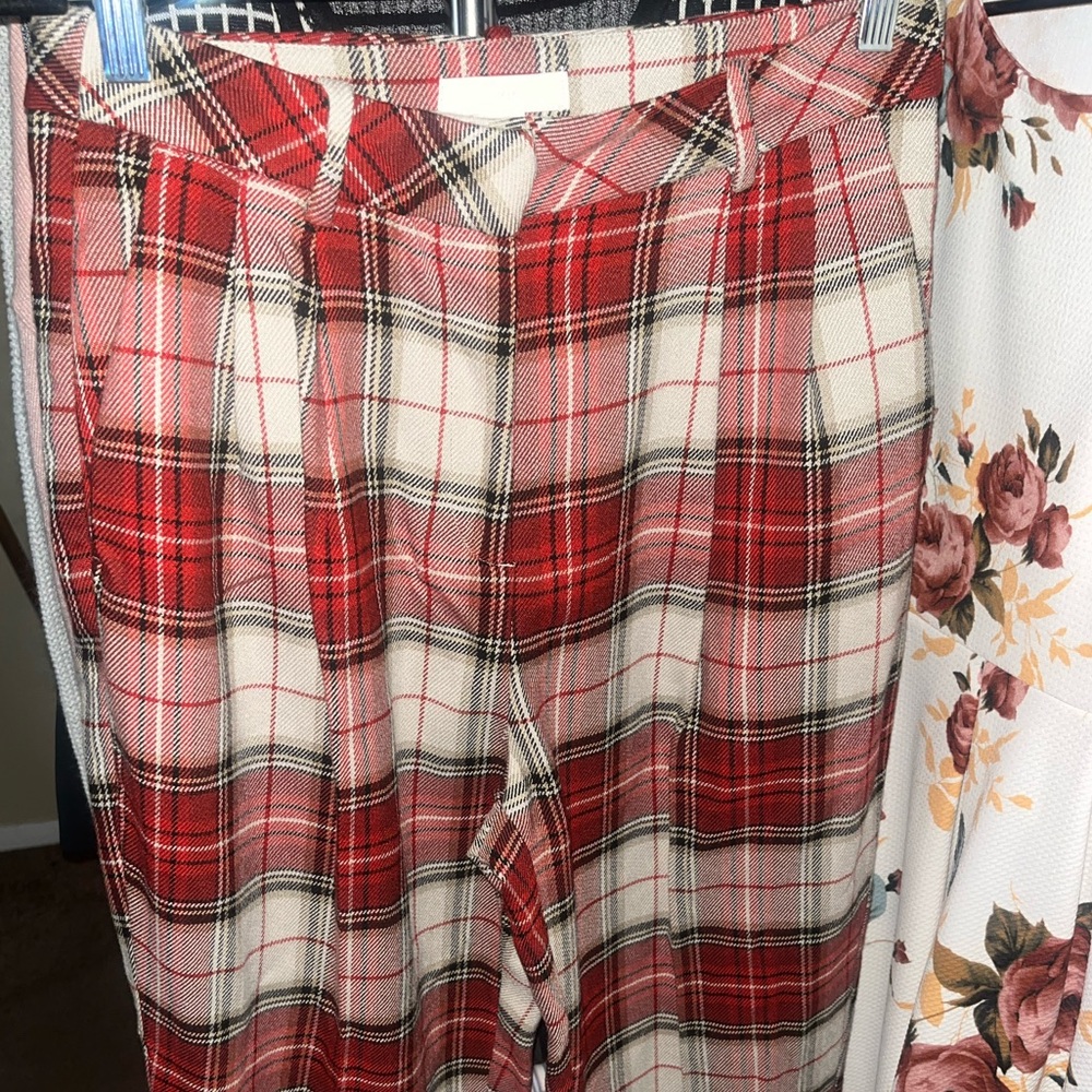 H&M Vibrant Red Checkered Pants